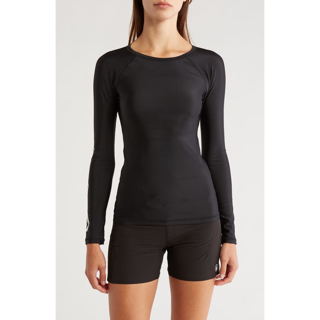 Shop Volcom Simply Core Long Sleeve Rashguard In Blk