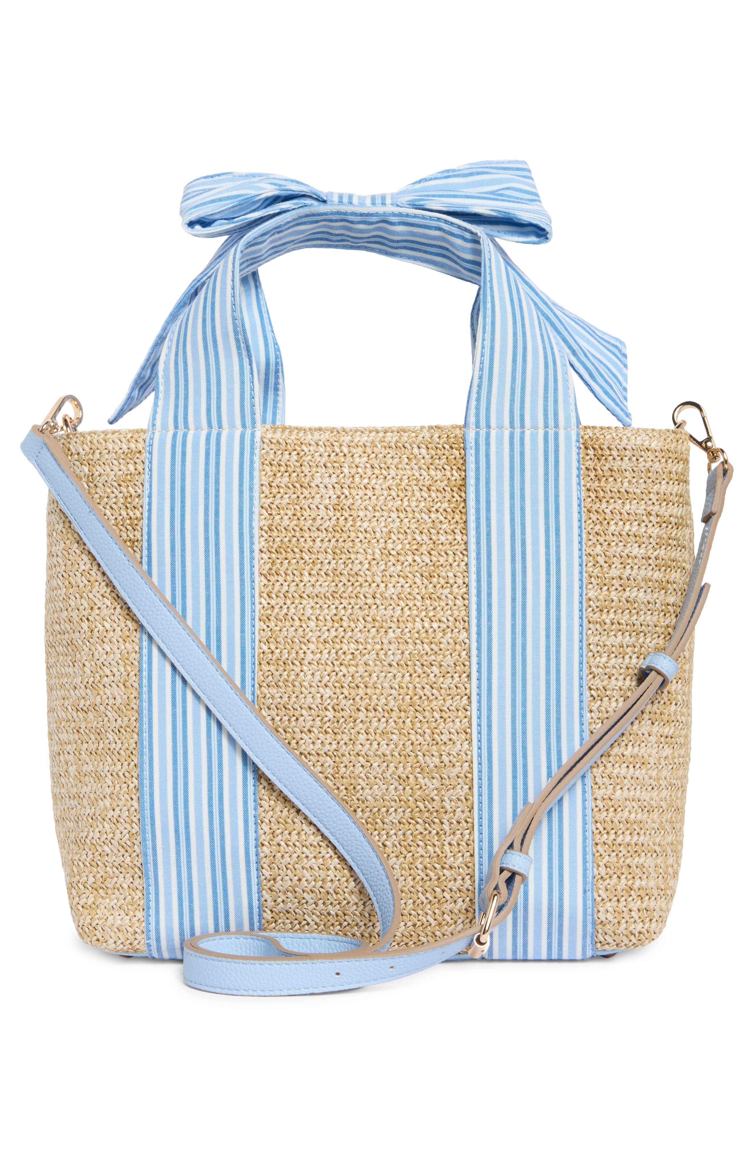 Nanette Lepore Bow Handle Tote, Alternate, color, Natural-Blue Stripe