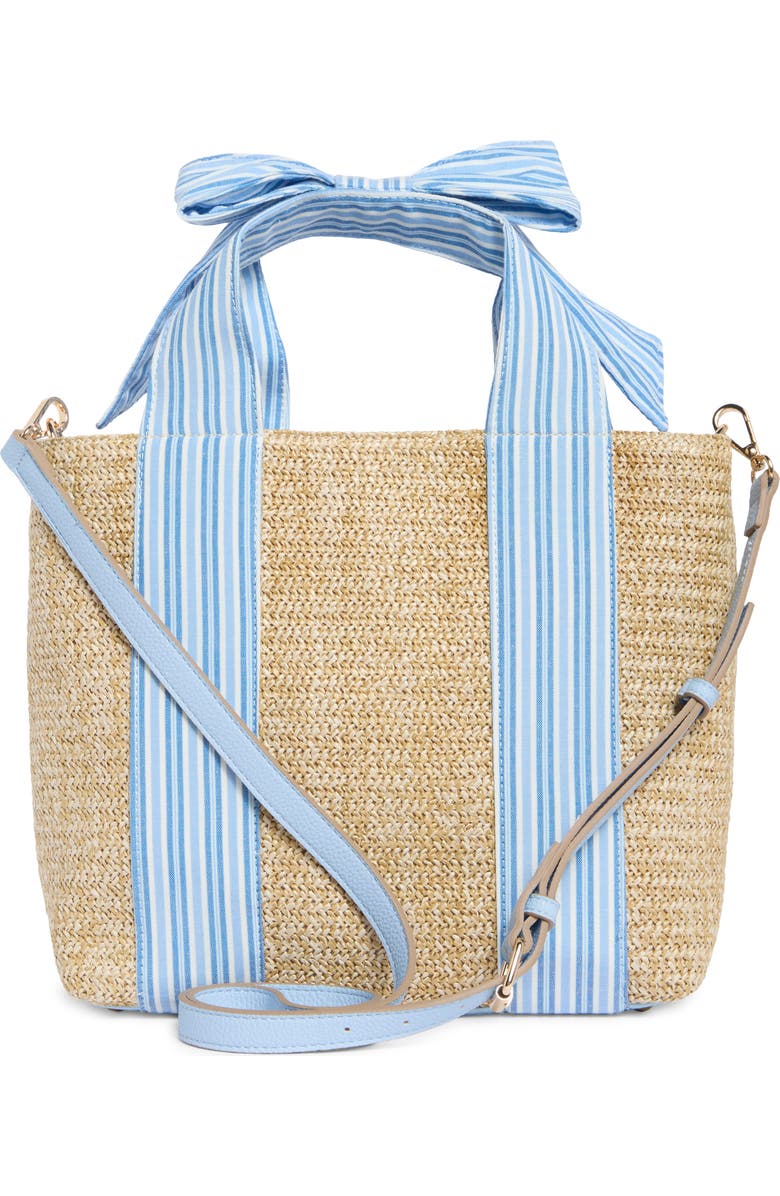 Nanette Lepore Bow Handle Tote, Alternate, color, Natural-Blue Stripe