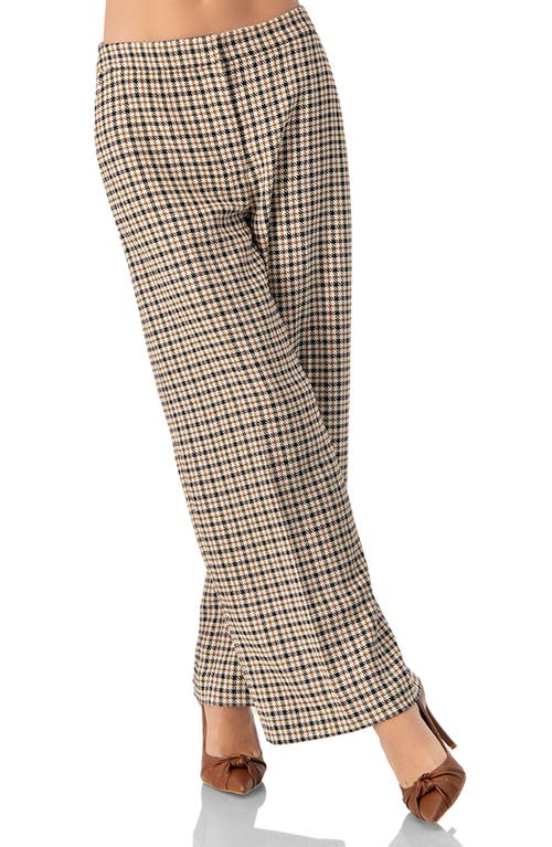 Ivonne Wide Capri Check Pants With Side Pockets In Sand