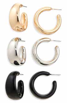 Tasha Set of 3 Tri-Tone Hoop Earrings