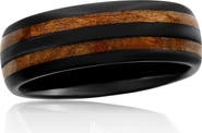 BLACKJACK Men's Wood & Black Tungsten Band Ring