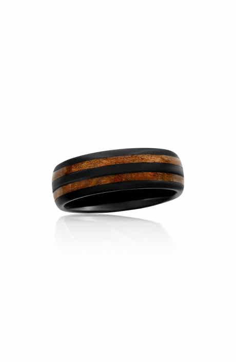 Men's Wood & Black Tungsten Band Ring
