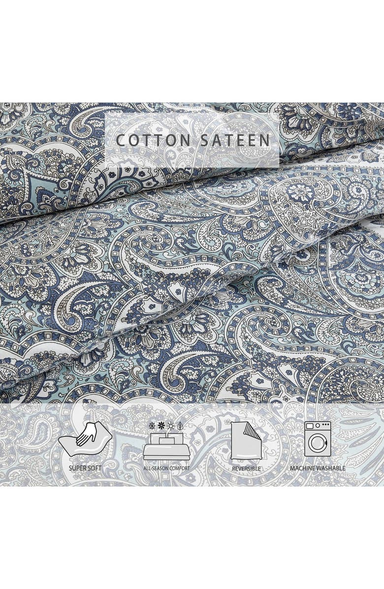 STONE COTTAGE Lancaster Reversible Cotton Sateen Comforter & Sham Set, Alternate, color, Blue