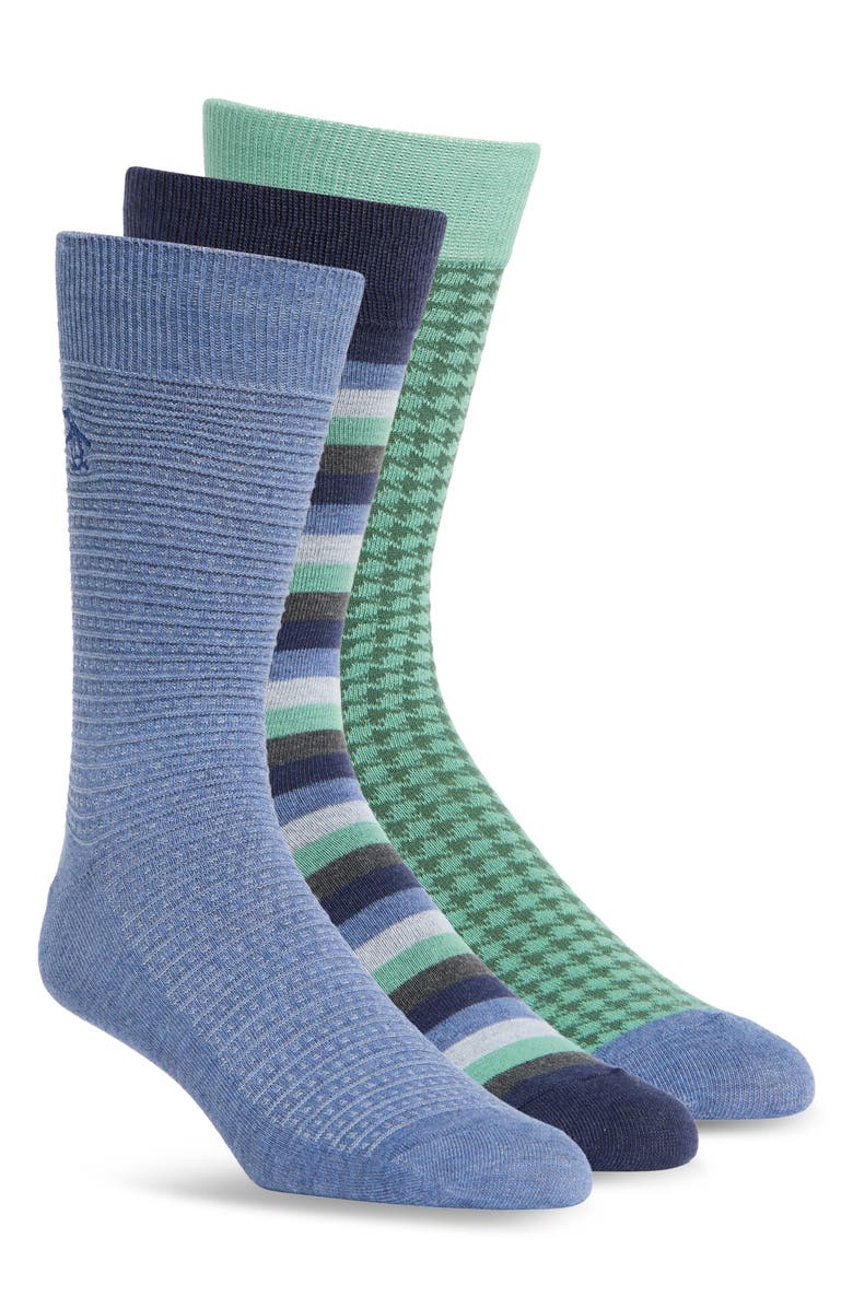 Original Penguin Gaston Crew Socks - Pack of 3, Main, color, Blue