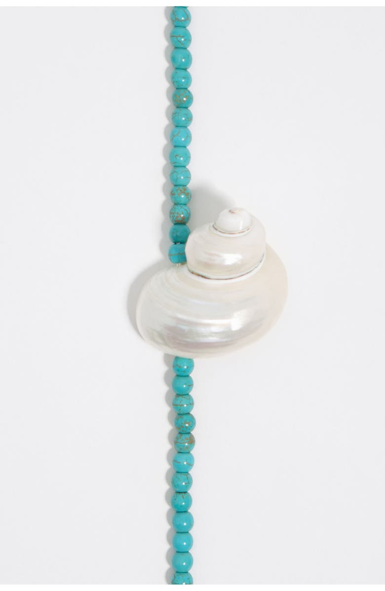 Bimba y Lola Necklace With Seashell And Turquoise Stones, Alternate, color, Turquoise
