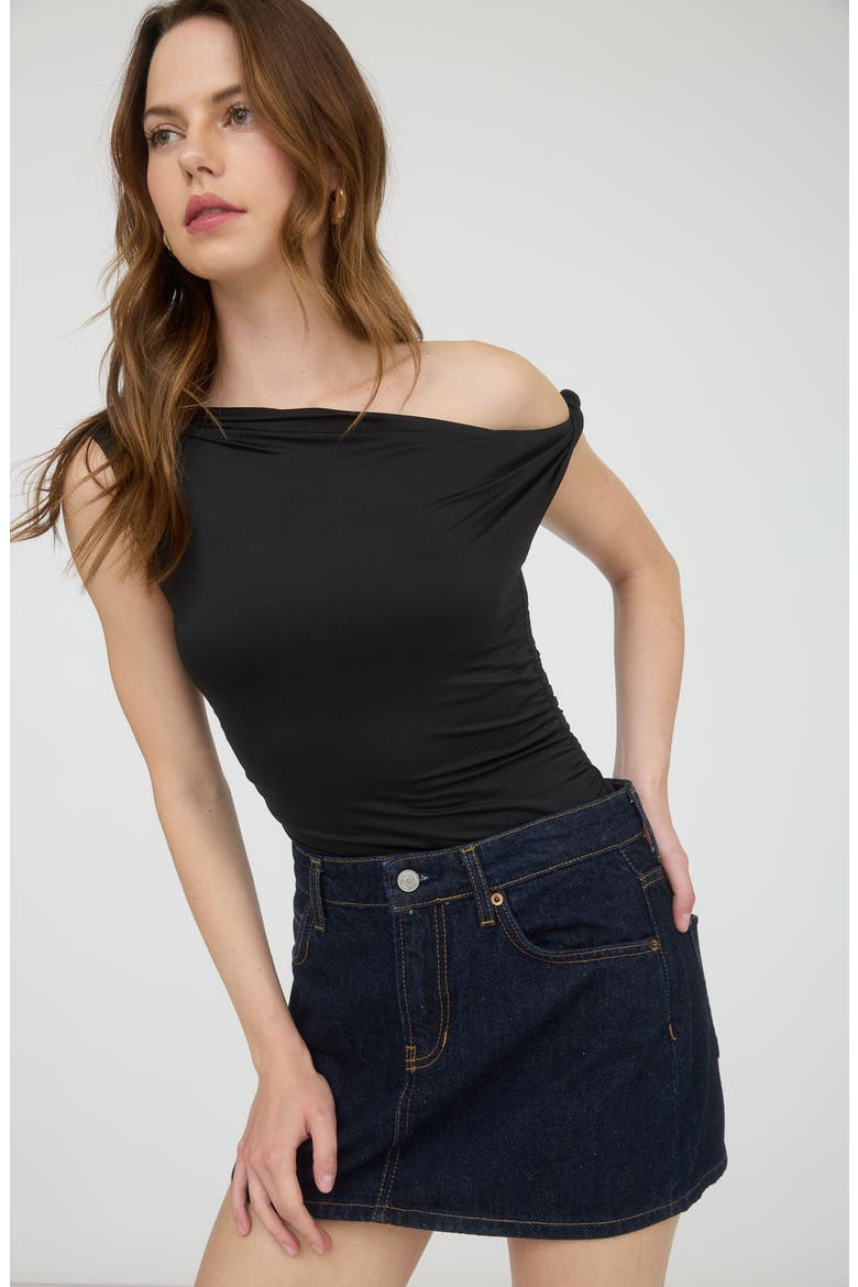 One-Shoulder Top, Alternate, color, BLACK