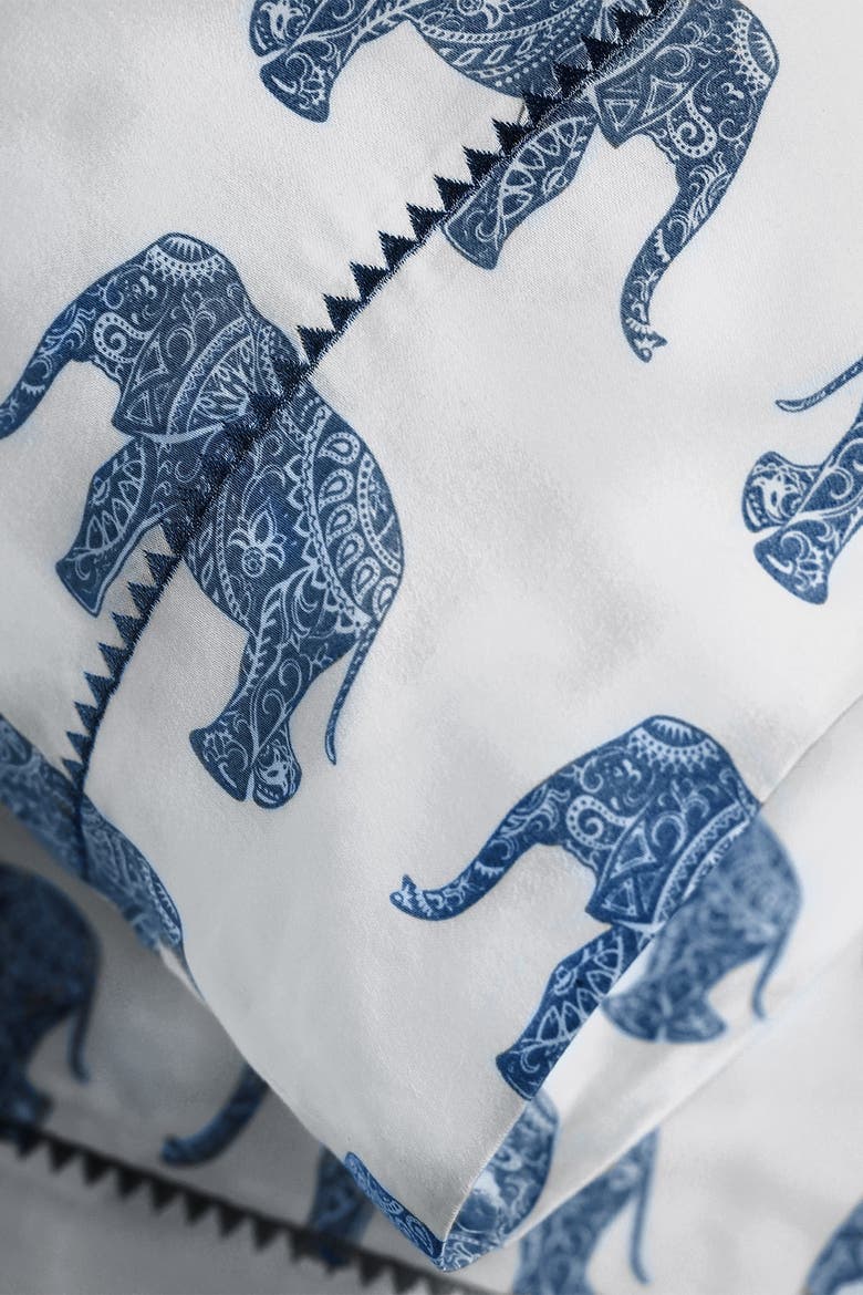 Elephant Print 400 Thread Count Cotton Sheet Set, Alternate, color, TRUE NAVY