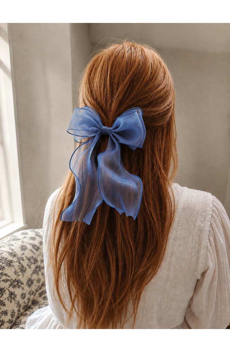 Puttisu Organza Large Bow Clip Gift Set with Tin Case, Alternate, color, Dusty Blue