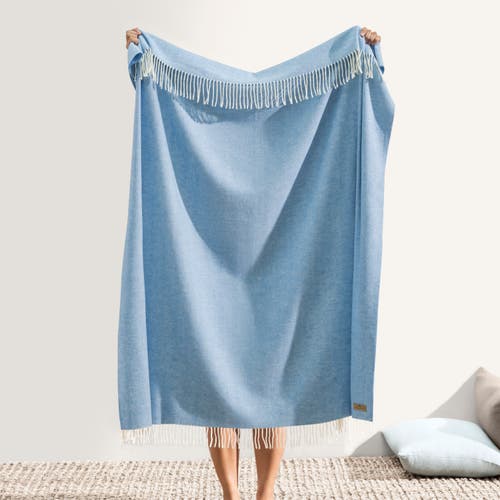 Lands Downunder Dune Italian Herringbone Throw Blanket In Blue
