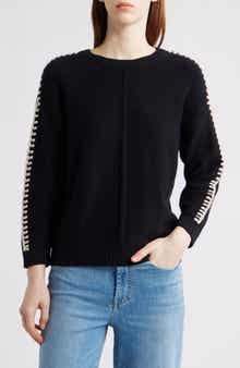 NIC+ZOE Lace Up Relaxed Sweater