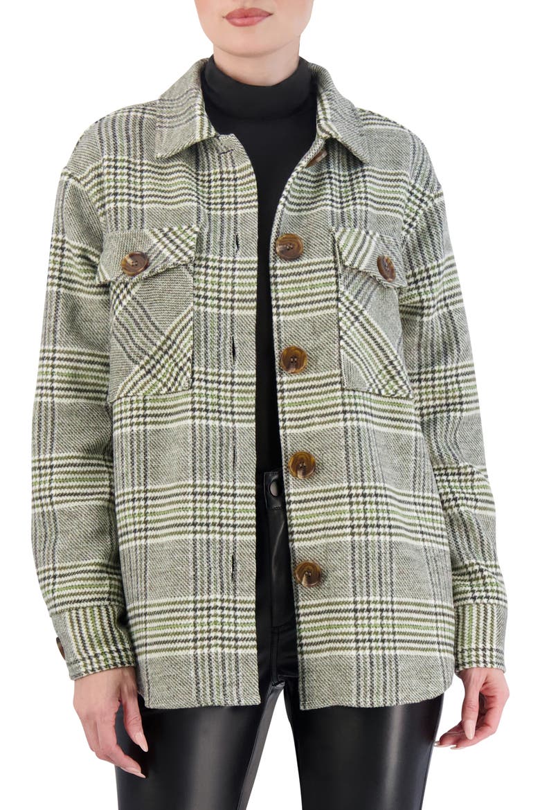 Plaid Shacket, Alternate, color, OLIVE/WHITE