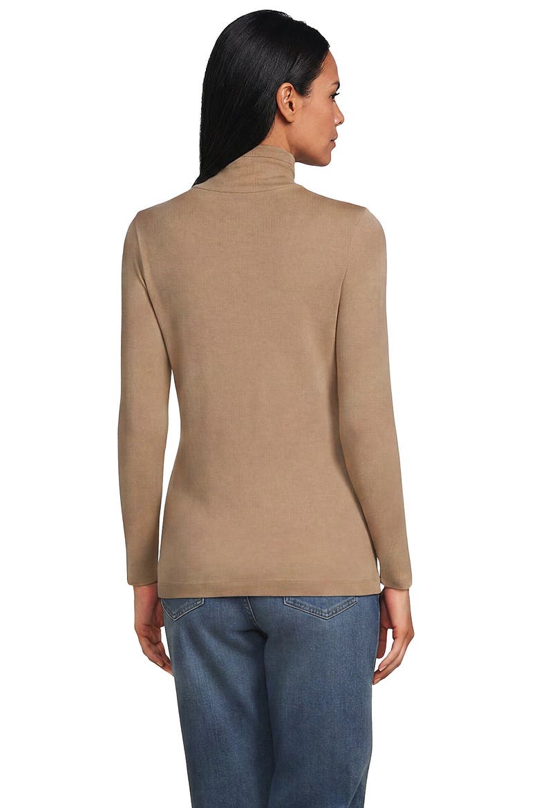 Supima Cotton Fitted Long Sleeve Turtleneck, Alternate, color, French Pecan Heather