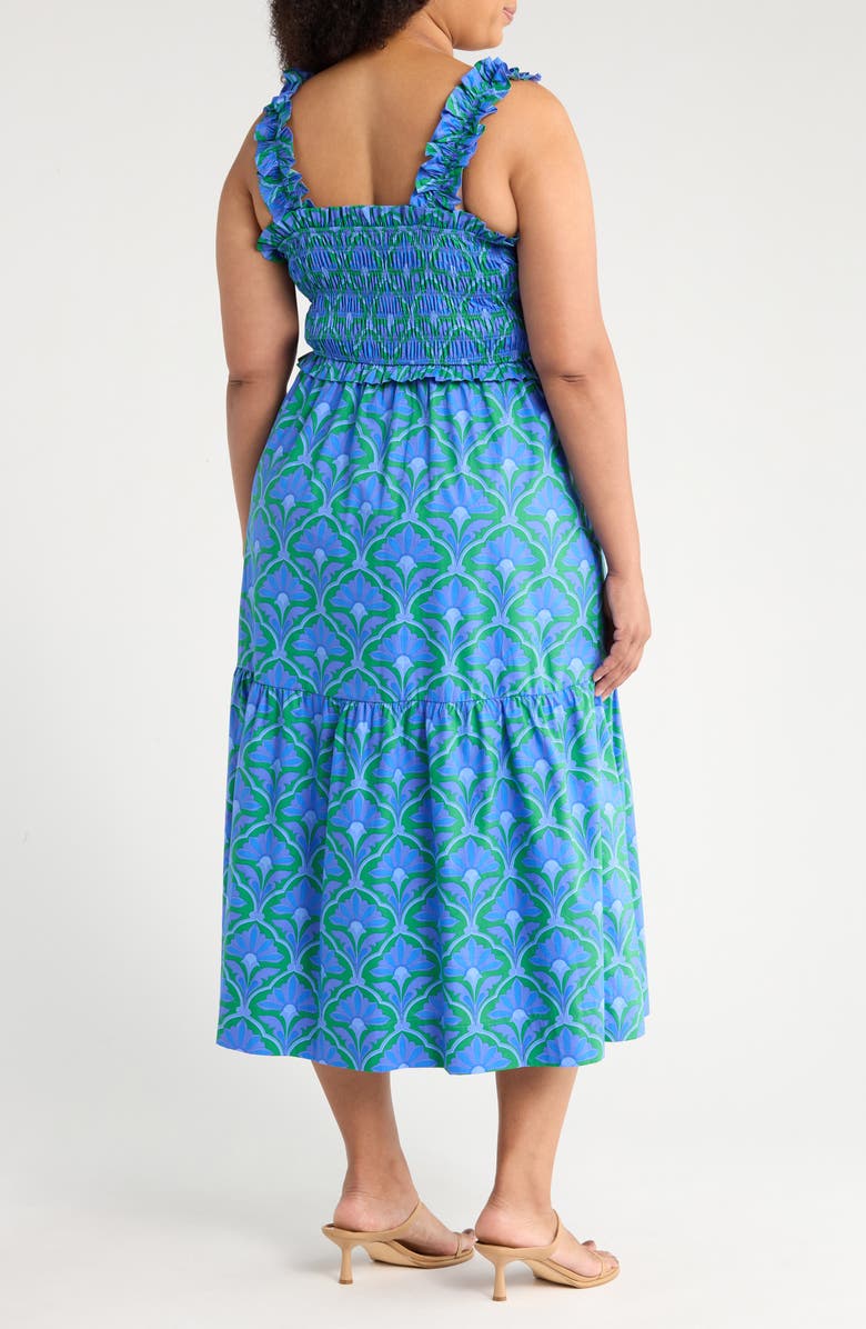 SUGARLIPS Sera Floral Cotton Midi Sundress, Alternate, color, Blue/ Green