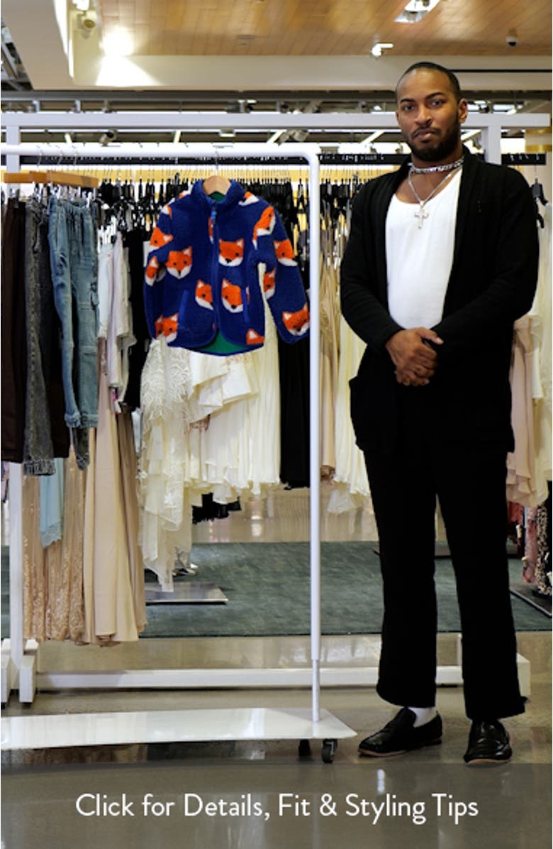 Kids' Fox Print Textured Fleece Jacket, sales video thumbnail