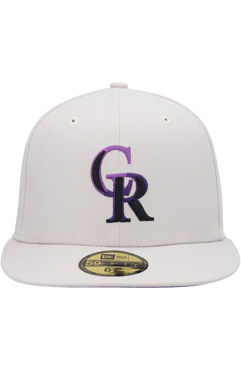 New Era Men's New Era Khaki Colorado Rockies Stone Dim Undervisor 59FIFTY Fitted Hat, Alternate, color, 
