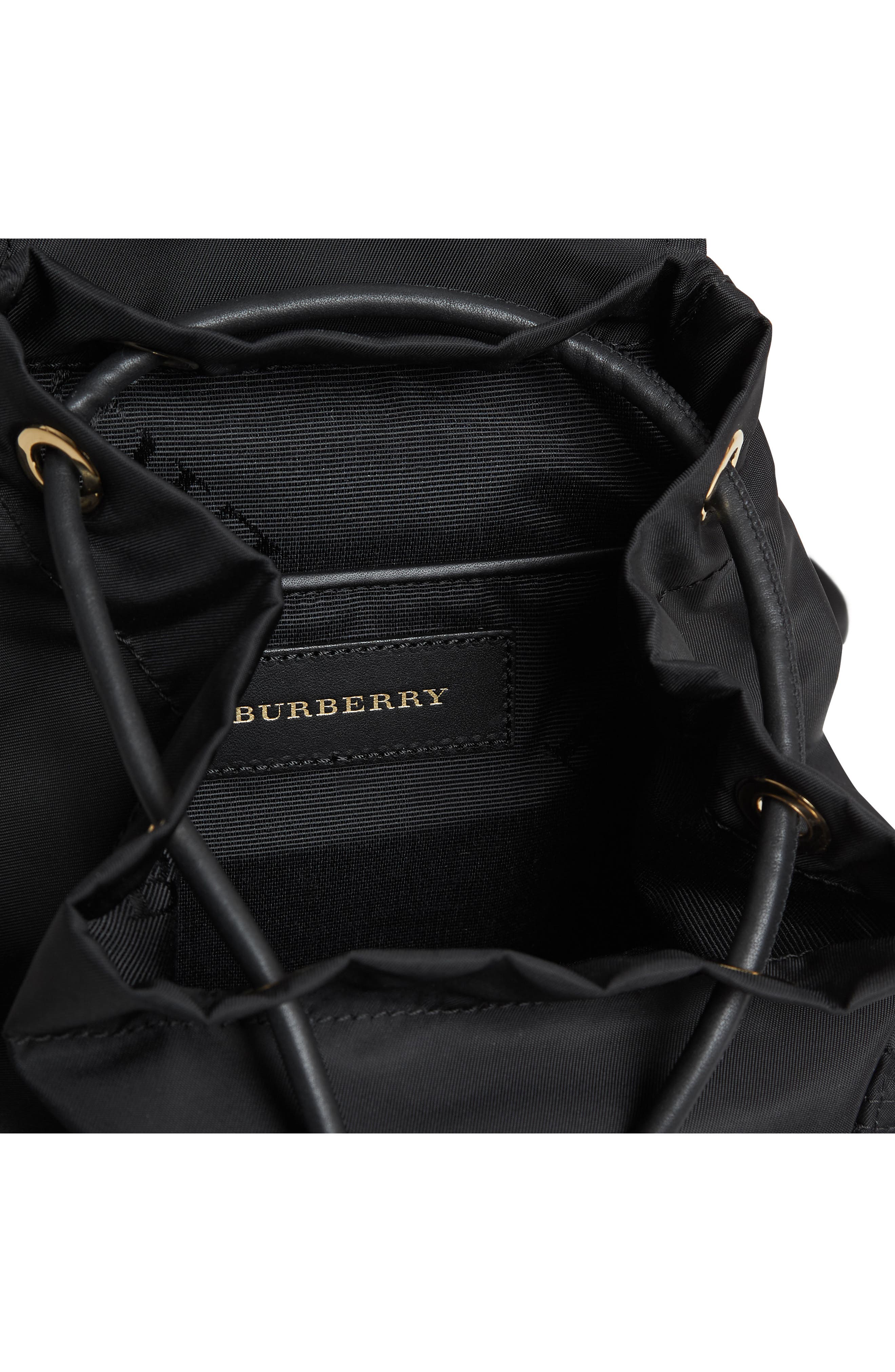 Burberry Small Rucksack Technical Nylon & Leather Backpack, Alternate, color, 