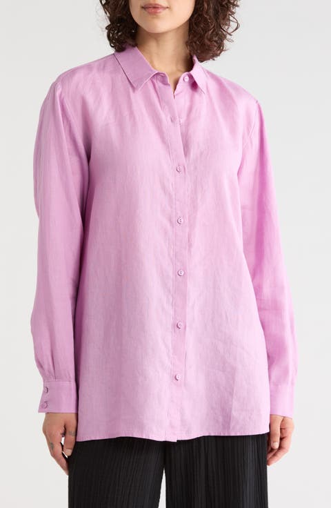 Classic Collar Organic Linen Button-Up Shirt