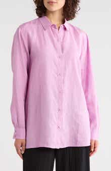 Classic Collar Organic Linen Button-Up Shirt