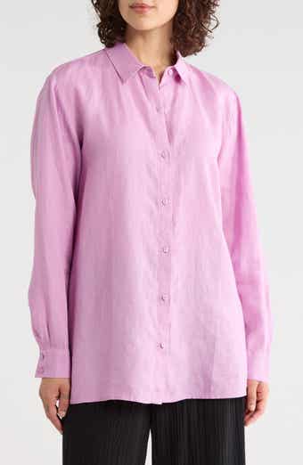 Classic Collar Organic Linen Button-Up Shirt