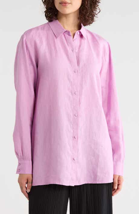 Classic Collar Organic Linen Button-Up Shirt