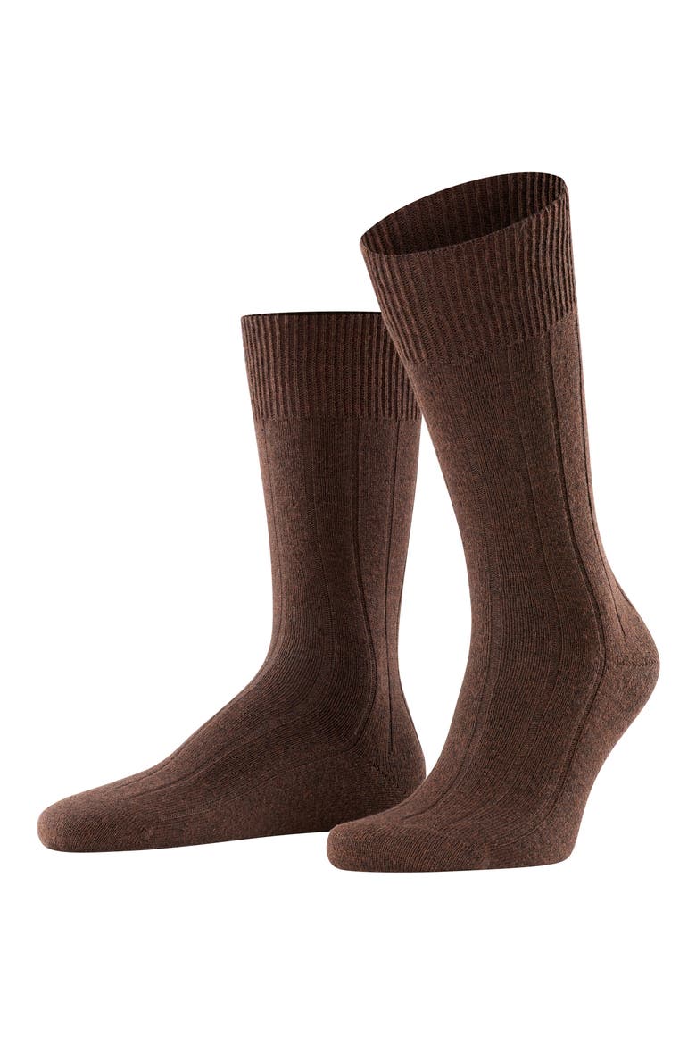 Lhasa Wool & Cashmere Dress Socks, Alternate, color, BROWN