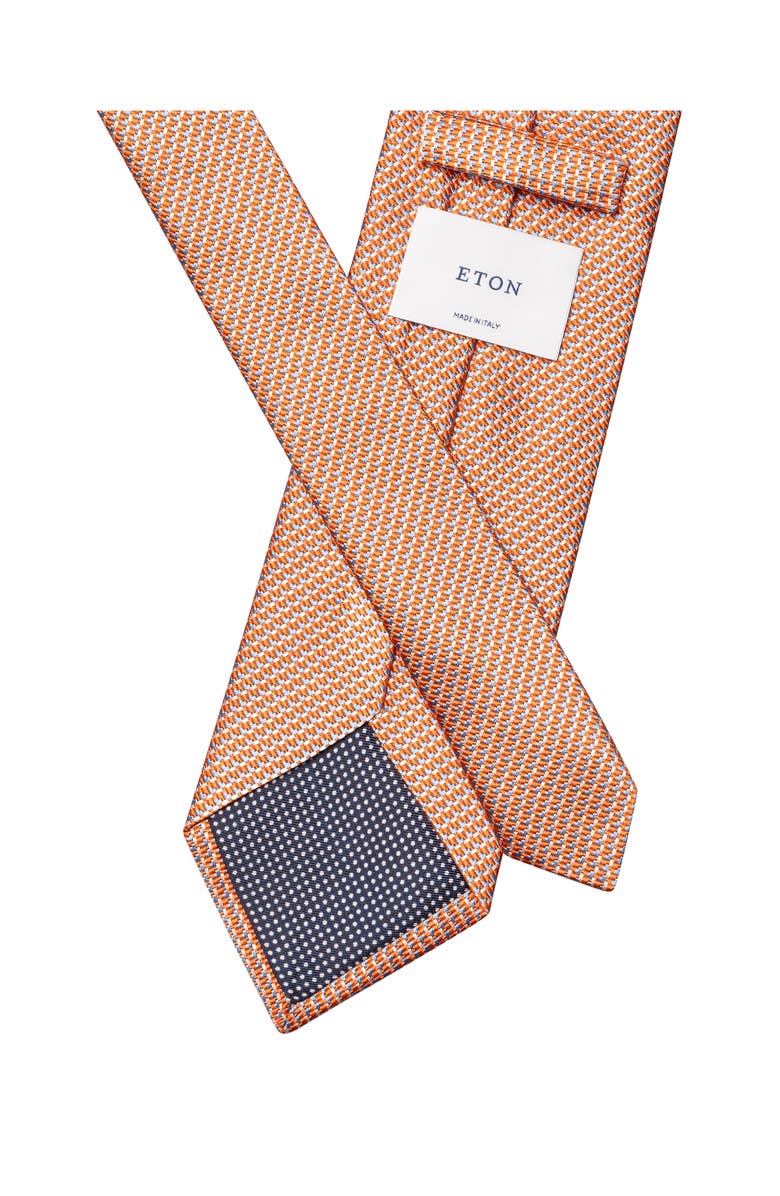 Eton Microdot Silk & Cotton Tie, Alternate, color, Medium Orange