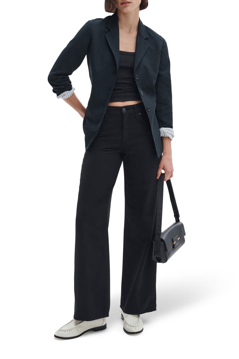 Featherweight Andi High Waist Wide Leg Jeans, Alternate, color, BLACK