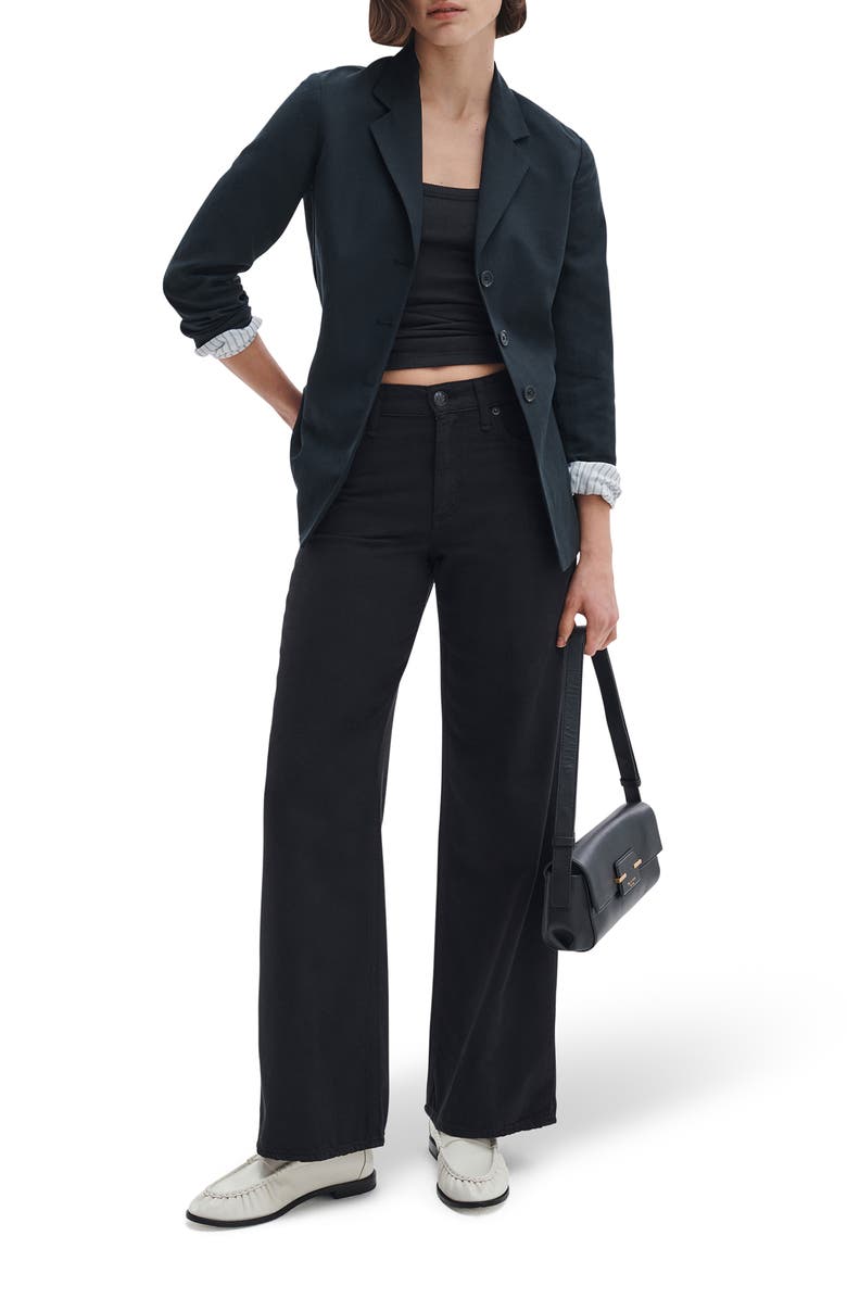 rag & bone Featherweight Andi High Waist Wide Leg Jeans, Alternate, color, Black