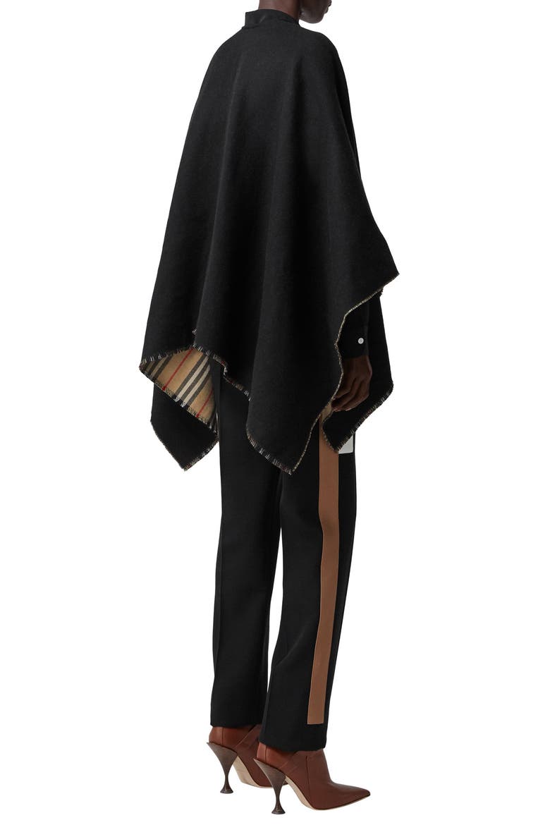 Icon Stripe Reversible Wool Cape, Alternate, color, BLACK/ ARC BEIGE
