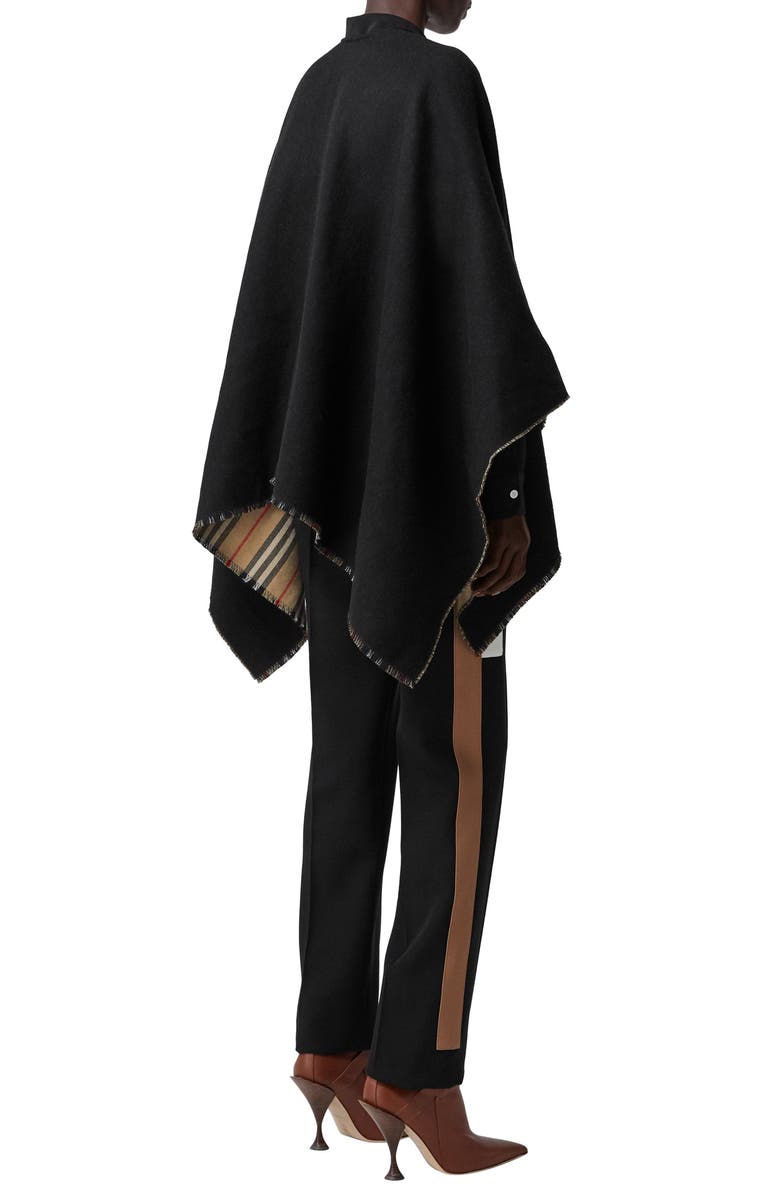 Burberry Icon Stripe Reversible Wool Cape, Alternate, color, 