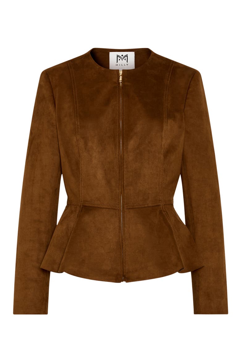 Reina Faux Suede Jacket, Main, color, CAMEL