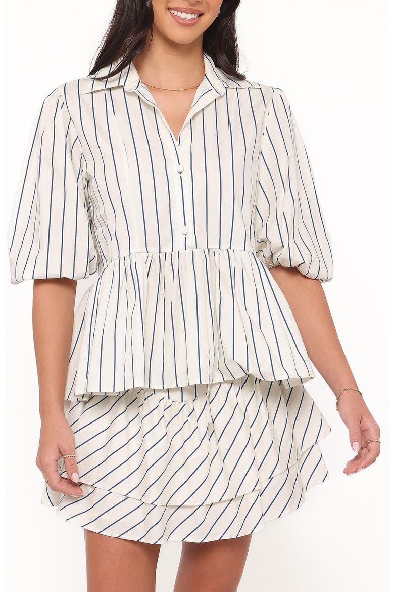 Thomas Striped Peplum Cotton Top, Main, color, YELLOW/ BLUE STRIPE