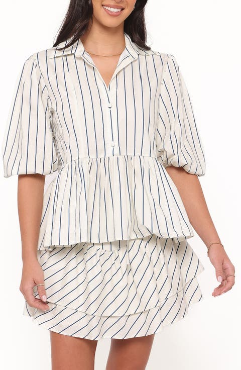 Thomas Striped Peplum Cotton Top