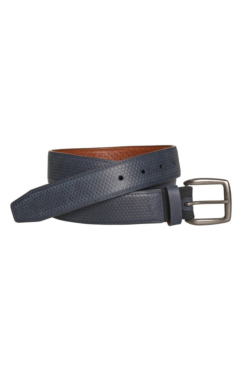Johnston & Murphy XC4 Burnished Leather Belt, Main, color, Navy