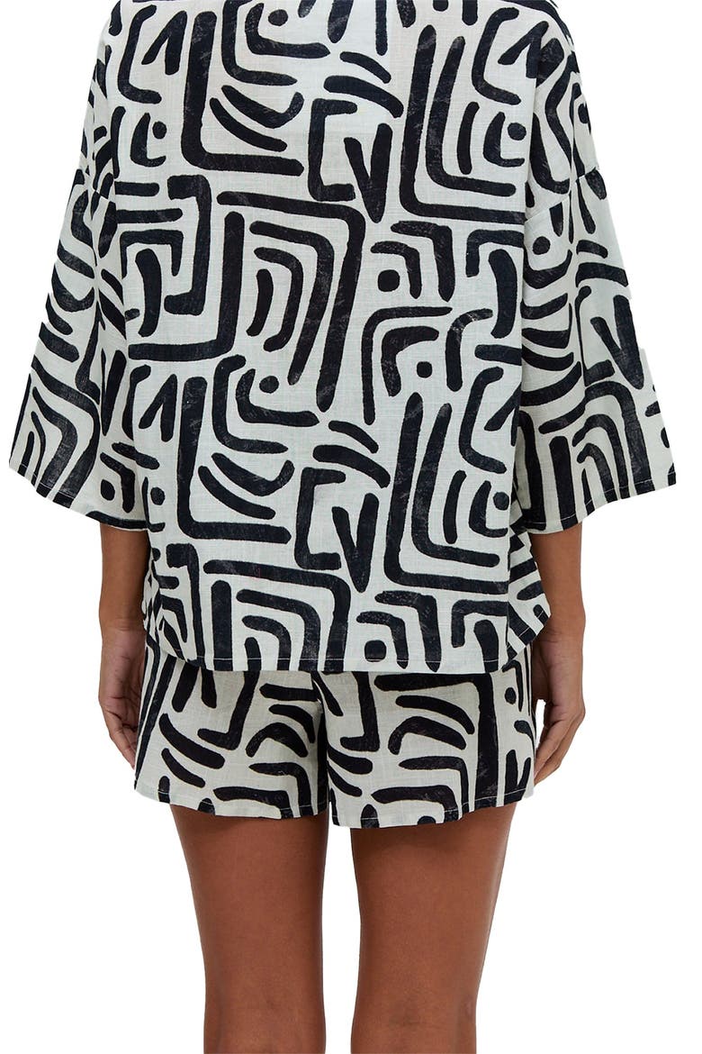 Nicola Paperbag Waist Warhol Print Shorts, Alternate, color, Black