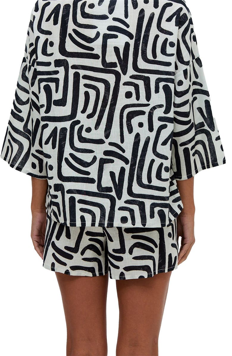 Raffya Nicola Paperbag Waist Warhol Print Shorts, Alternate, color, Black