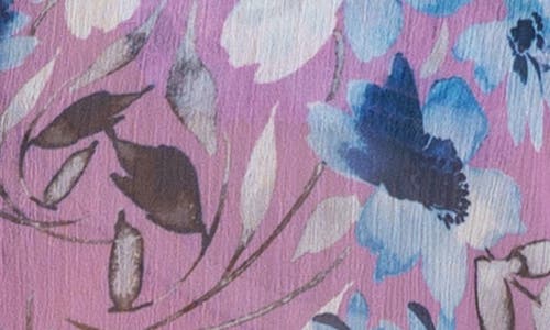 Kut From The Kloth Jasmine Chiffon Button-up Shirt In Blossom Journey Lilac Navy