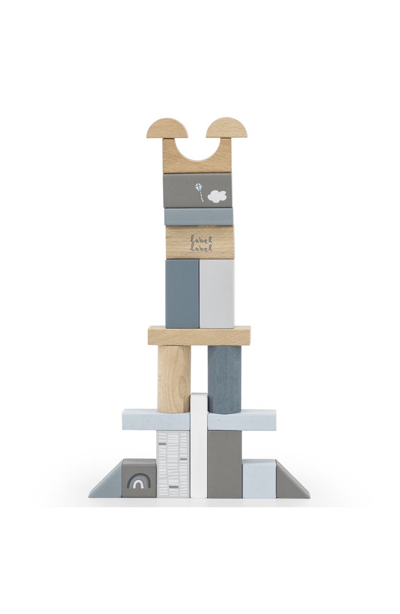 Label Label 50 Piece Wooden Blocks Set Blue, Stacking Toy, Ages 2+, Alternate, color, Multicolored