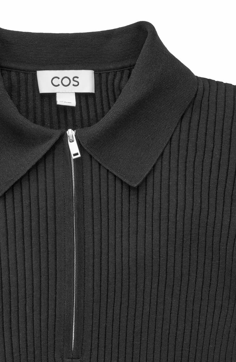 COS Half Zip Rib Silk Blend Polo, Alternate, color,