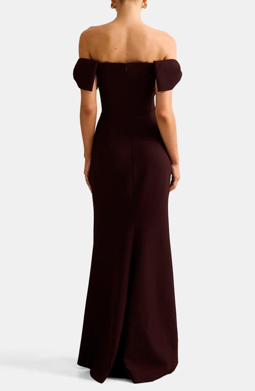 Ever New Kalee Bow Trim Off The Shoulder Gown In Black