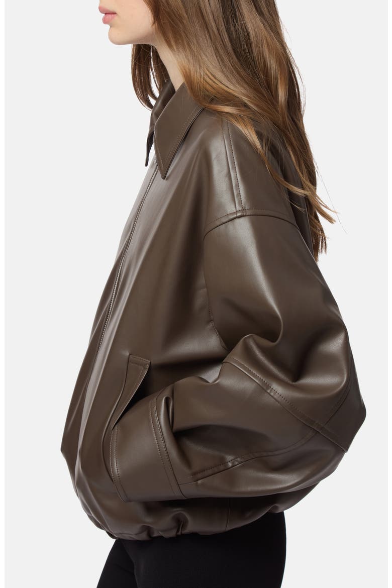 Ada Faux Leather Bomber Jacket, Alternate, color, DEEP BROWN