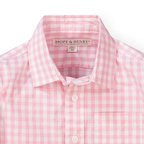 Hope & Henry Baby Boys' Poplin Button Down Shirt, Infant In Pink Gingham