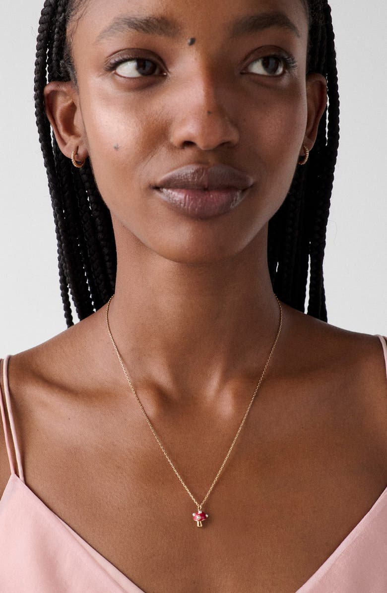 Kate Spade New York mushroom pendant necklace, Alternate, color, Red Multi