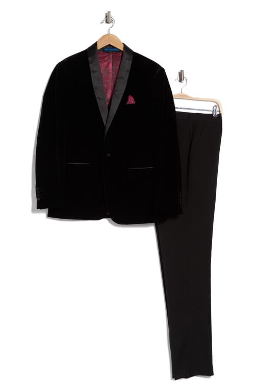 Gino Vitale Two-piece Velvet Shawl Lapel Slim Fit Tuxedo In Black