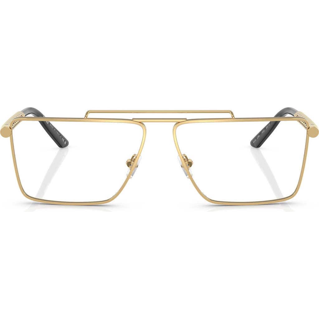 Versace 57mm Rectangular Optical Glasses In Gold