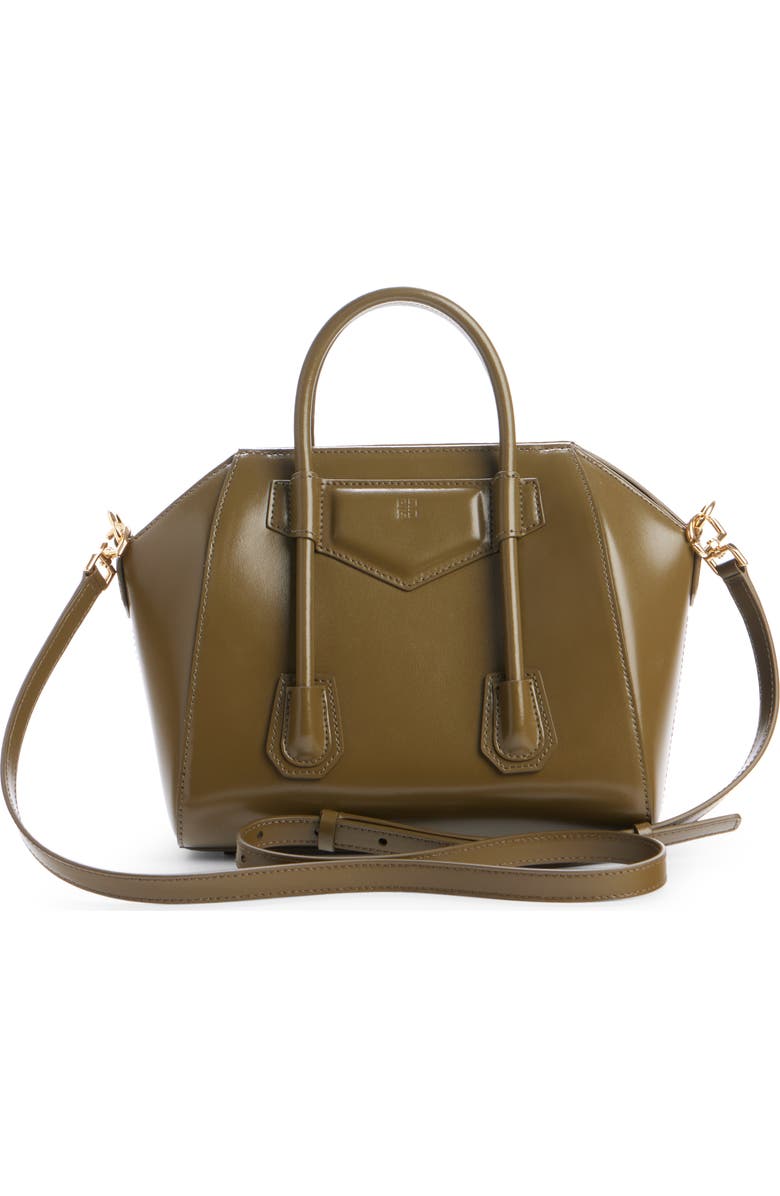 Givenchy Mini Antigona Lock Leather Satchel, Alternate, color,