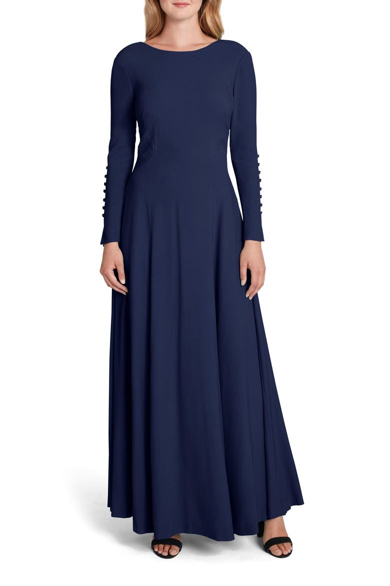 Long Sleeve Gown, Main, color, MIDNIGHT NAVY