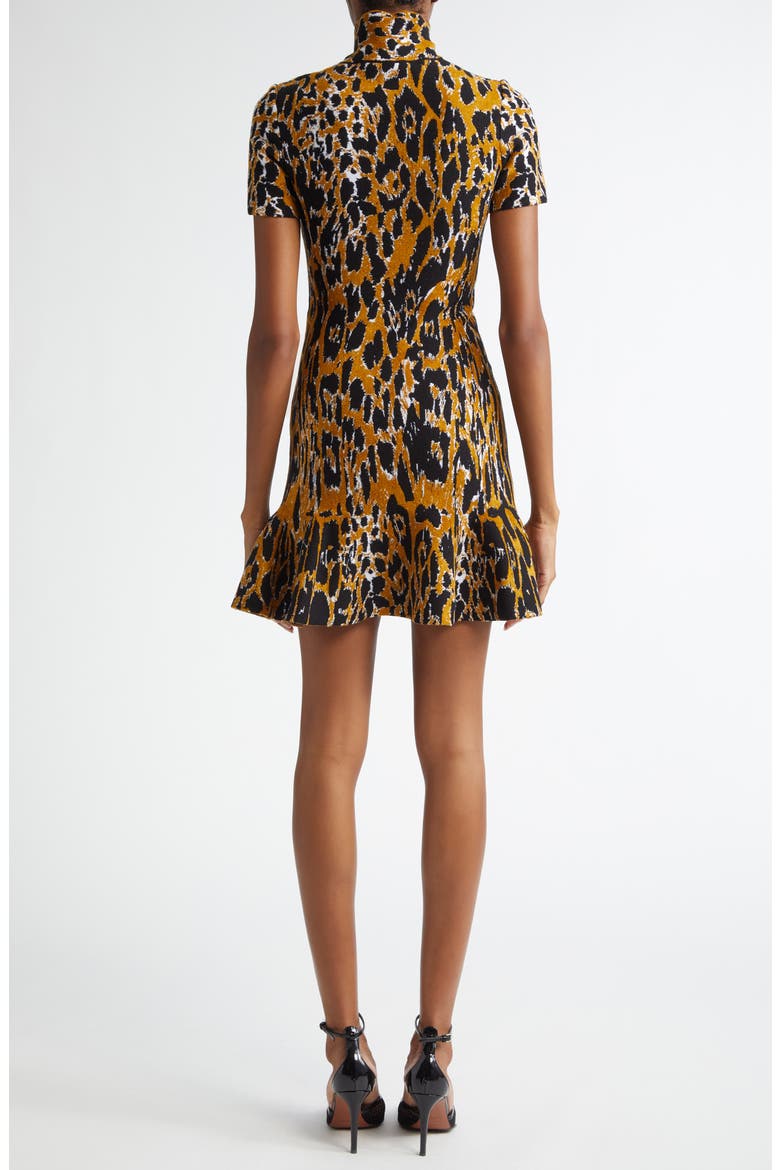 Leopard Jacquard Sweater Dress, Alternate, color, NOIR/ MULTICOLOR