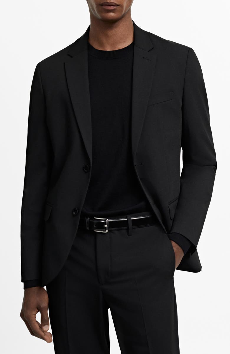 MANGO Superslim Fit Black Stretch Sport Coat, Main, color, 